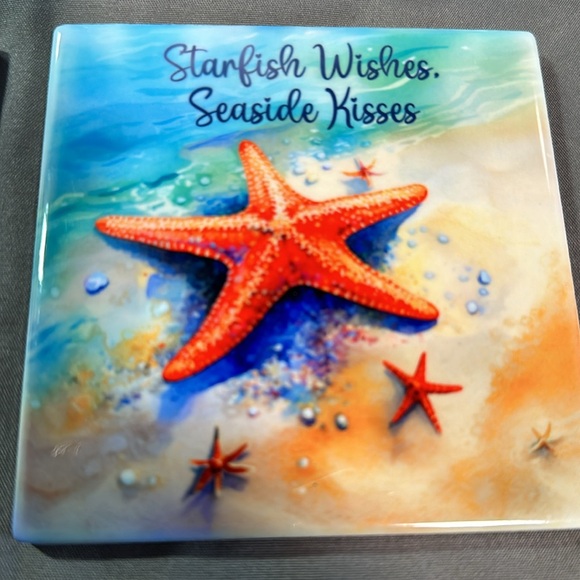 Set of 4 square  Beach/Ocean ceramic coasters. - Picture 4 of 5
